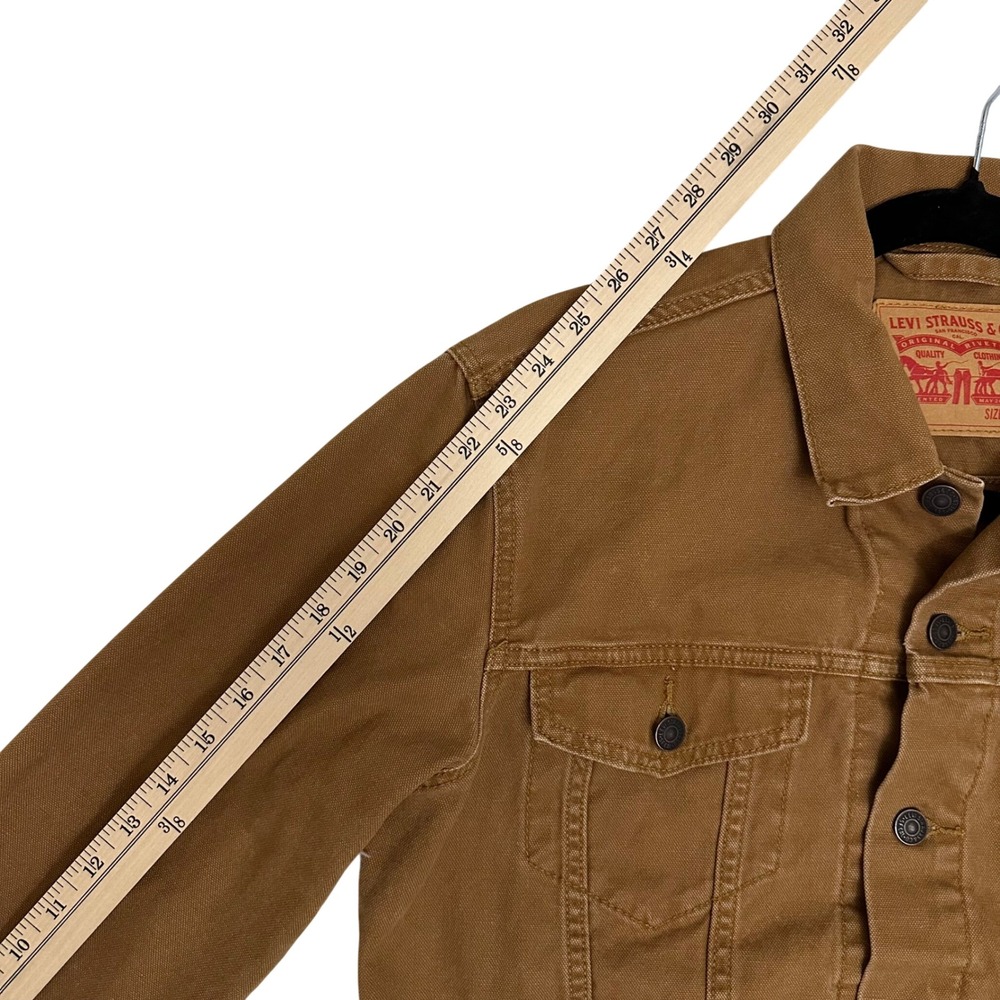 Levi's Mens Trucker Jacket Brown Cotton Canvas WaterLess Button Up Size S - Picture 8 of 12